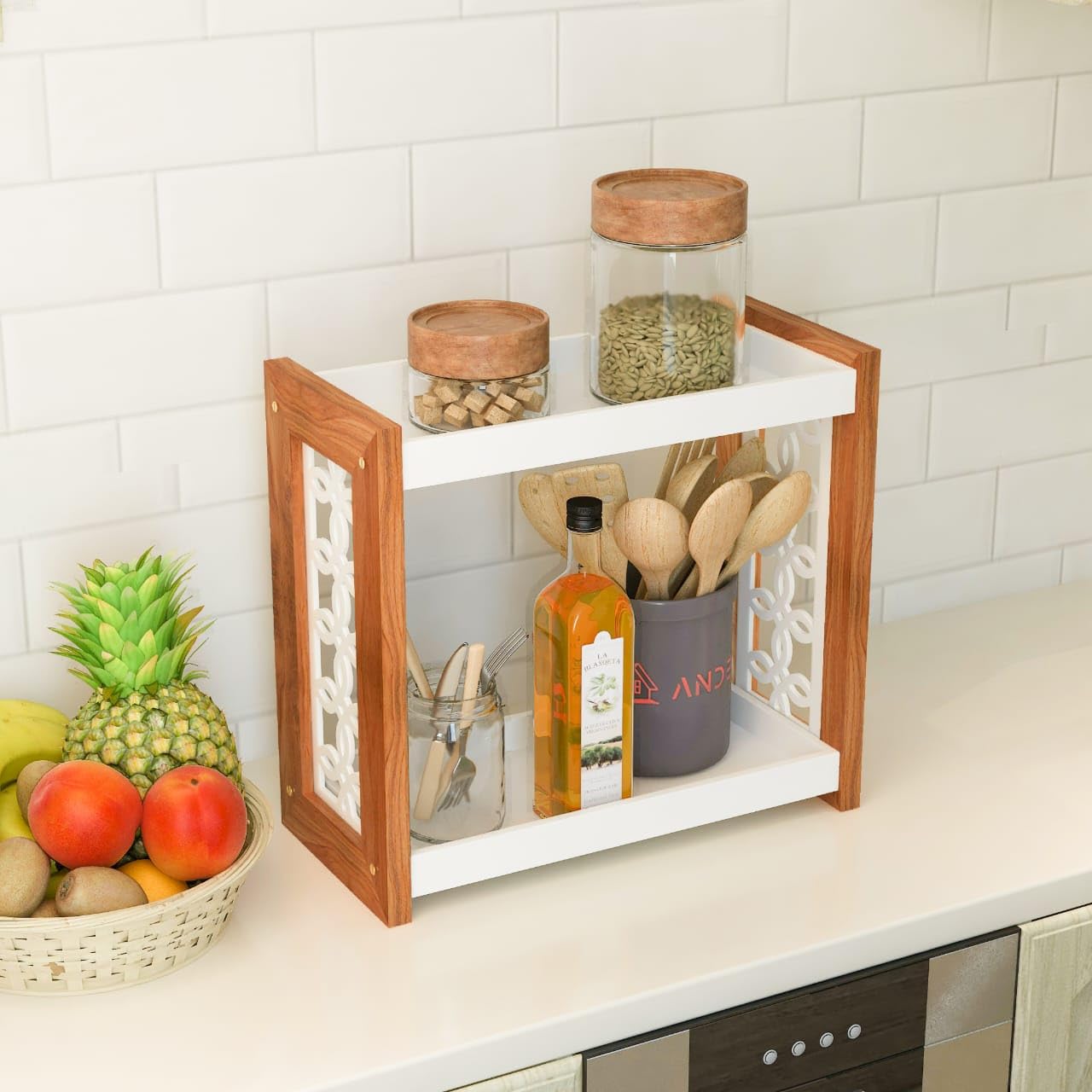 Kitchen Spice Organizer with 2 Tier Shelf
